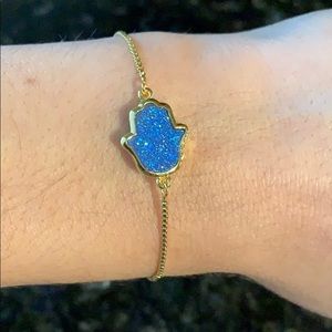 Stainless sparkly blue hamsa bracelet